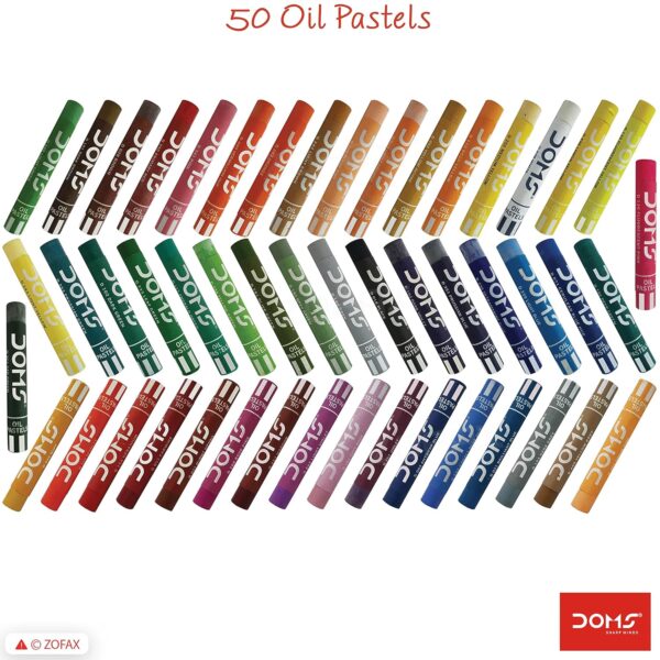 DOMS 50 Shades Oil Pastel With Case | Smooth Color Intermixing For Better Effect | Bright & Intense Colors | Free Scrapping Tool | Non-Toxic & Safe For Children's | Pack Of 1| Multicolor - Image 2