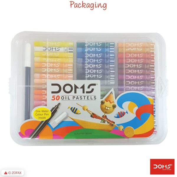 DOMS 50 Shades Oil Pastel With Case | Smooth Color Intermixing For Better Effect | Bright & Intense Colors | Free Scrapping Tool | Non-Toxic & Safe For Children's | Pack Of 1| Multicolor
