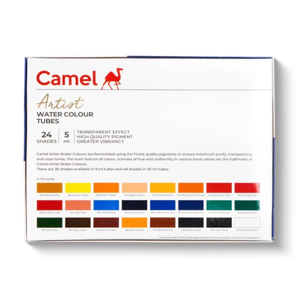 Camel Artist Water Color 5Ml Tubes,24 Shades , Multicolor - Image 2