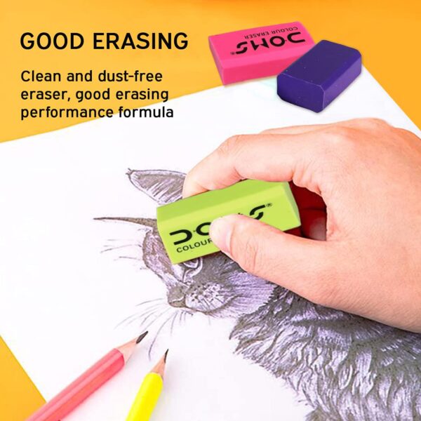 DOMS Non-Toxic Dust Free Coloured Erasers Jar Pack Set (100 Erasers) - Image 3