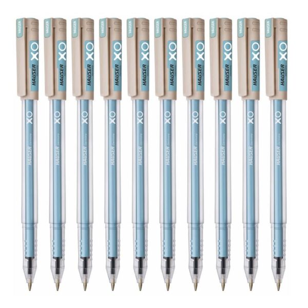 Hauser XO Jumbo Ball Pen | Fine Tip With Smooth Ink Flow System | Comfortable Grip With Smudge Free Writing | Sturdy & Refillable Pen | Blue Ink, 10 Pens