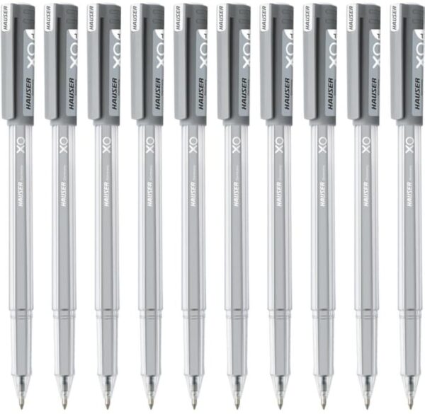 Hauser Germany Xo Jumbo 0.6 Mm Gel Pen|Quick Dry Ink With Long Writing Jumbo Refill | Transparent Body With Low-Viscosity Ink System, Smooth, Sturdy & Refillable Pen | Black Ink, 10 Pens